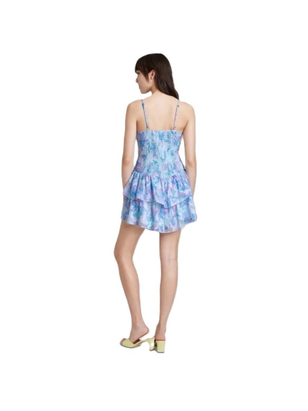 Wild Fable Blue Tropical Floral Tiered Fit & Flare Mini Dress -- Medium 8/10 - Picture 8 of 11